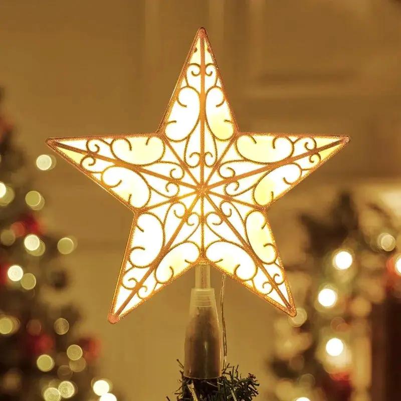 Golden Star Christmas Tree with White LEDs by House Of Avana