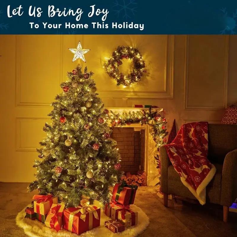 Golden Star Christmas Tree with White LEDs by House Of Avana