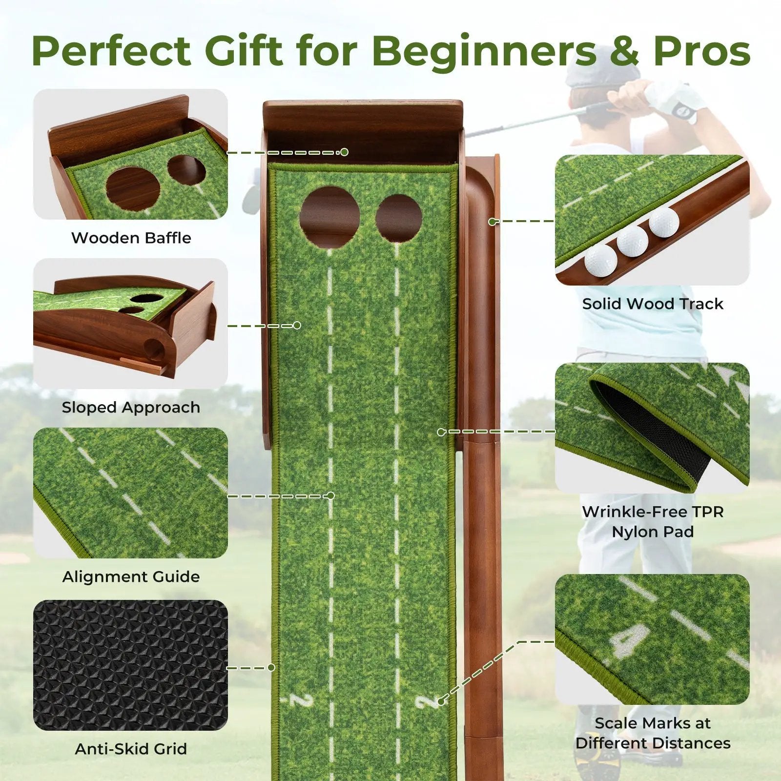 Golf Putting Mat Practice Training Aid with Auto Ball Return and by DirectDeals