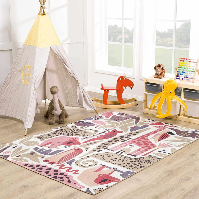 Natal Animal Print Washable Kids Rug - Clearance by Boutique Rugs