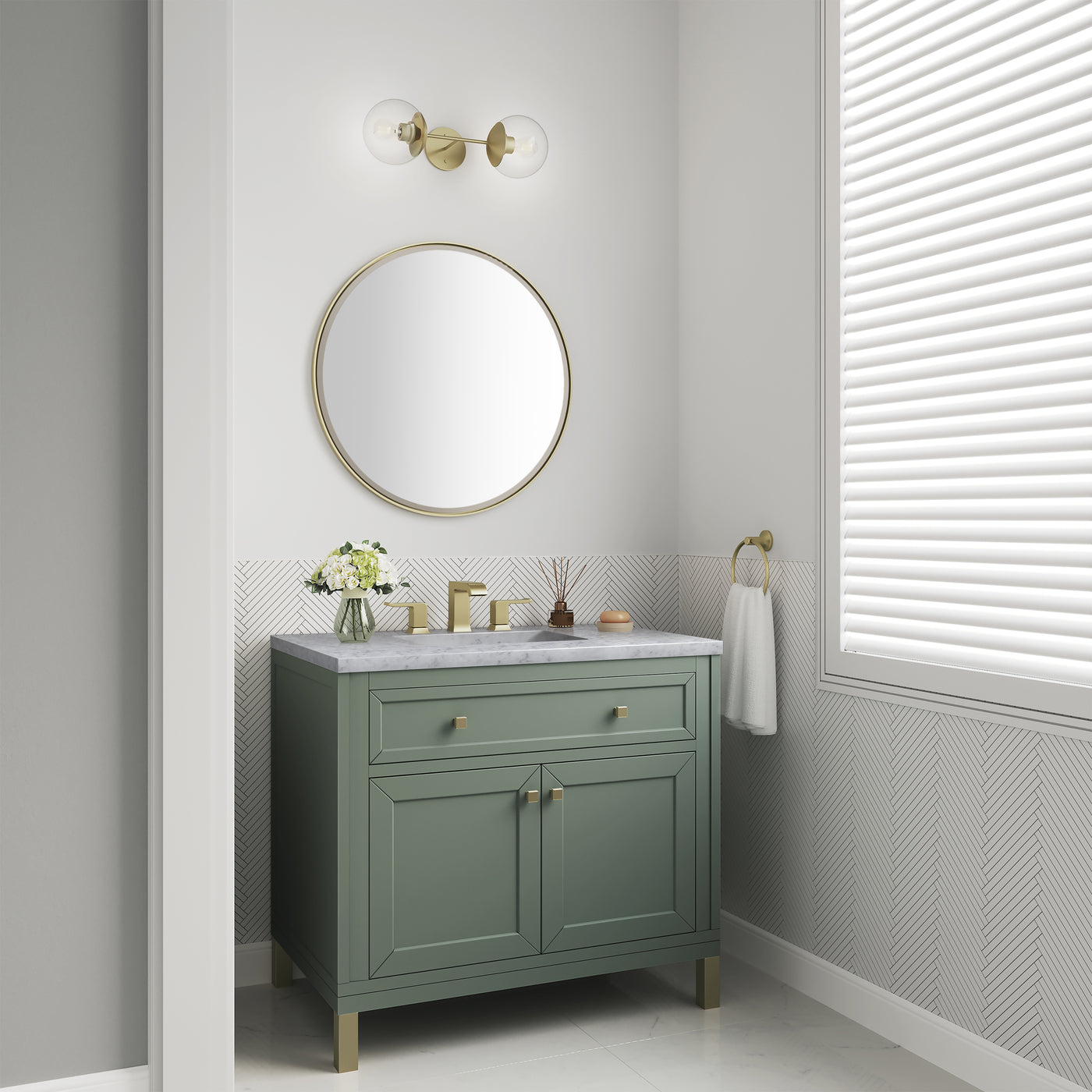James Martin Chicago 36" Single Bathroom Vanity, Smokey Celadon, view 37