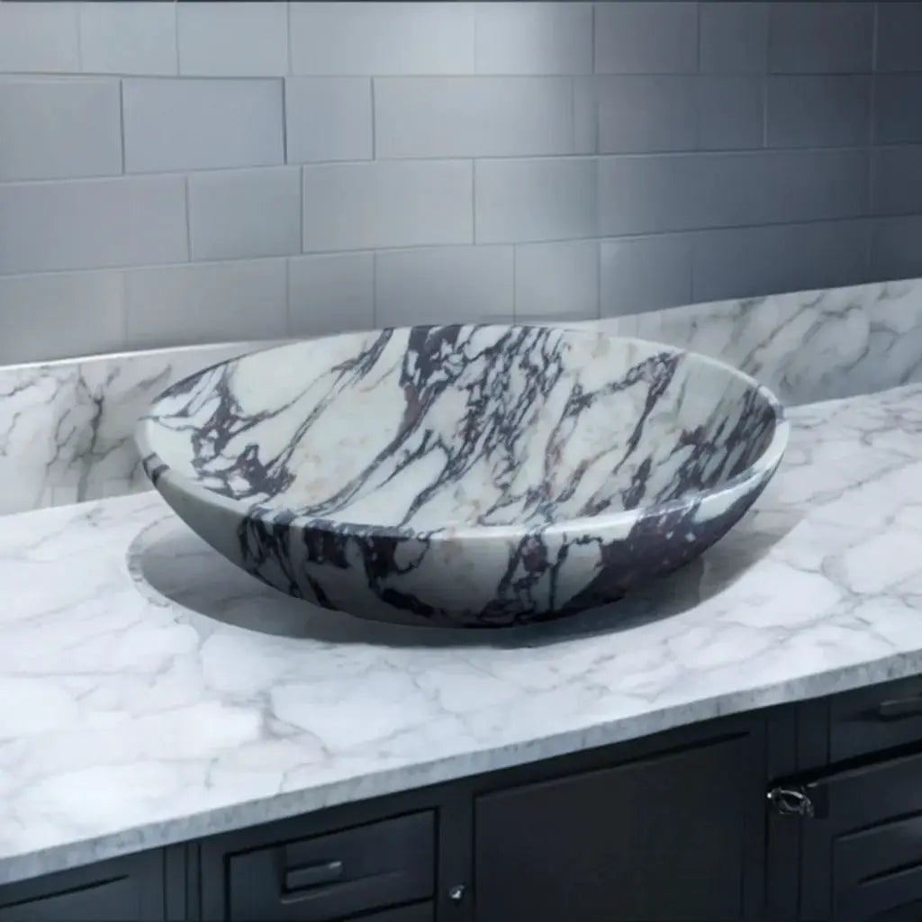 Calacatta Viola Marble Oval Above Vanity Bathroom Sink 14x18x5 by GobekDesign