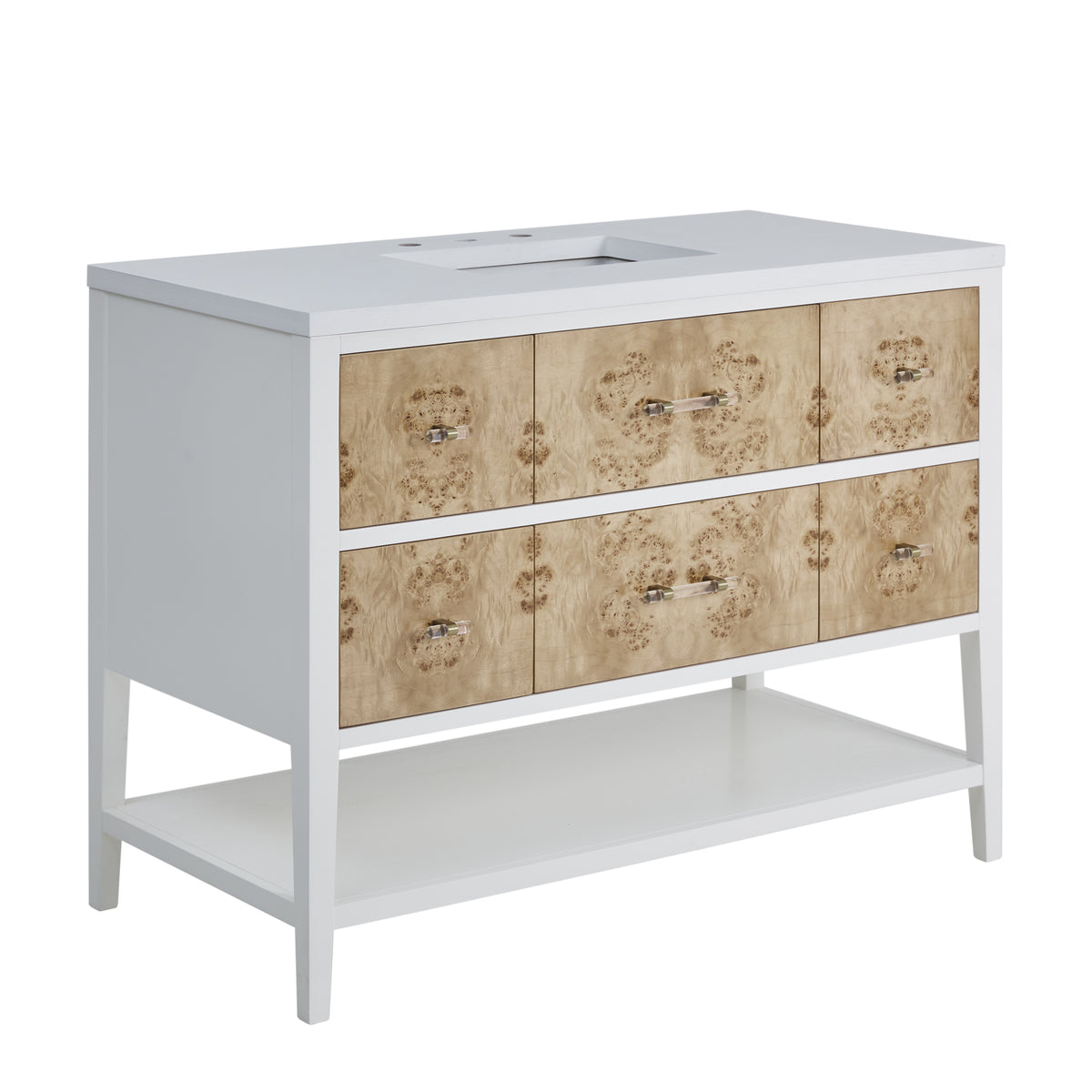James Martin Olena 48" Single Bathroom Vanity, Polished White and Light Mappa Burl, view 11