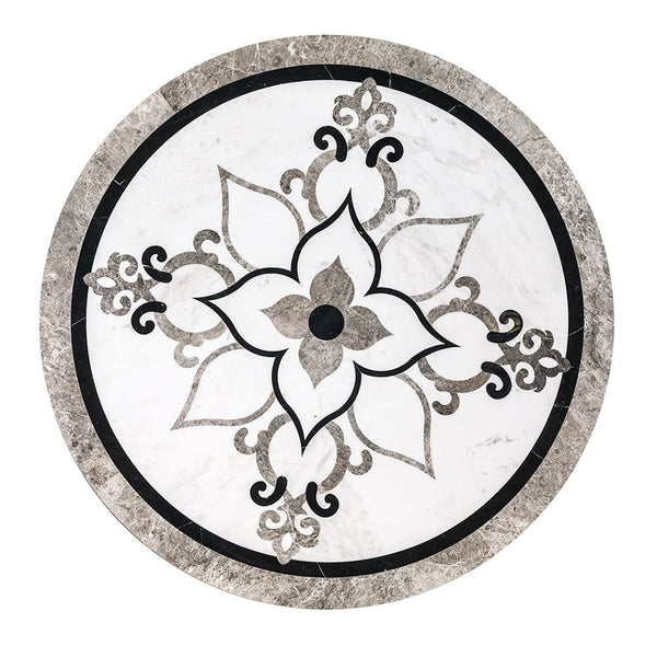 Grace Multi Finish Round Marble Medallions 48x48