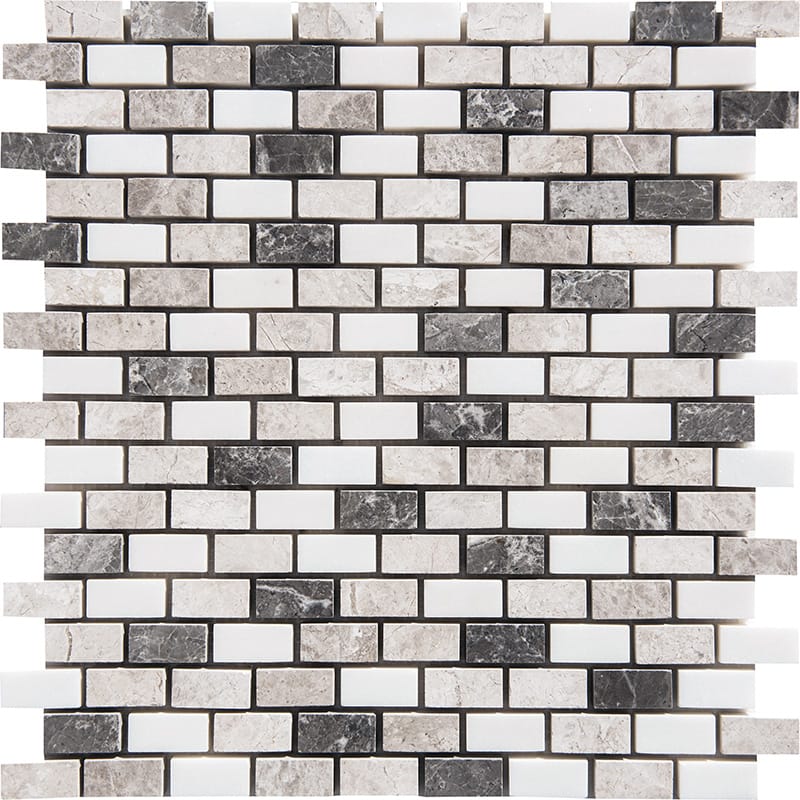 Granada Blend Polished 5/8x1 1/4 Marble Mosaics 12x12 Marble Polished 12x12 Mosaics