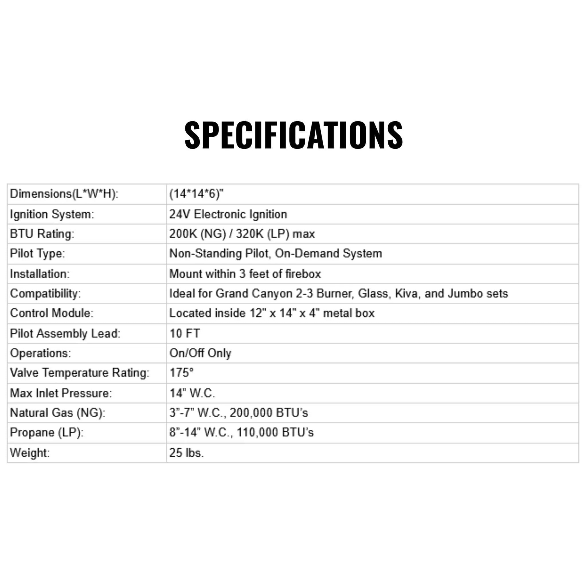 Grand Canyon Electronic Ignition System 200K BTU 10' Pilot For Indoor Use Only [EIS-10] (SAK51937) by SAKSBY WHOLESALE