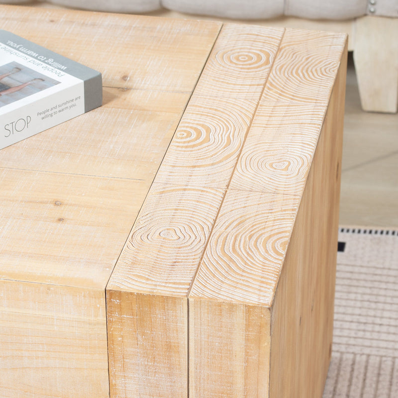 49" Rustic Wood Coffee Table with Whitewashed Finish - Engineered Wood, photo 10 of 10