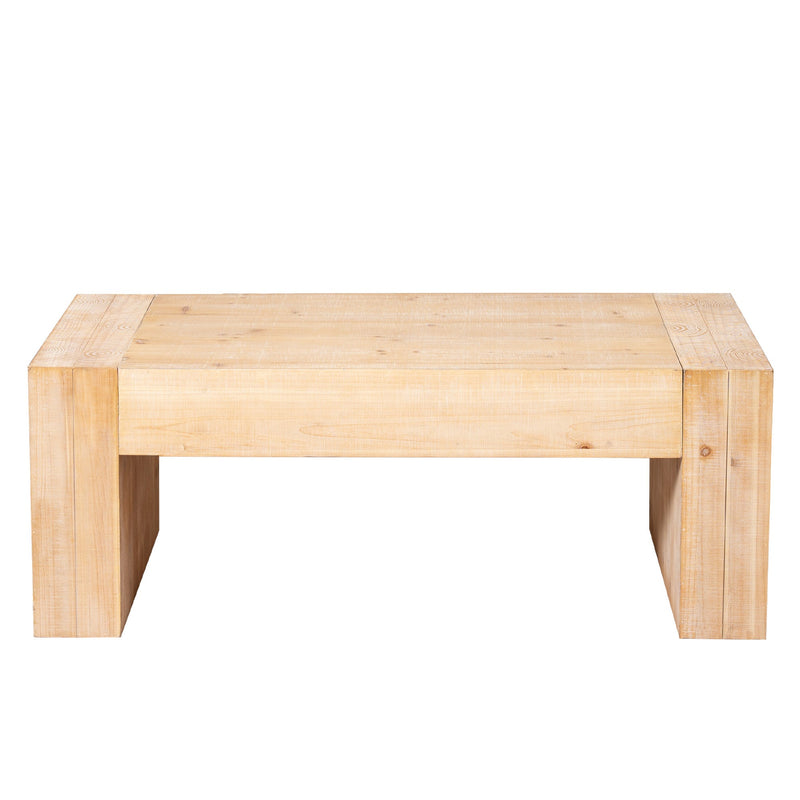 49" Rustic Wood Coffee Table with Whitewashed Finish - Engineered Wood, photo 3 of 10