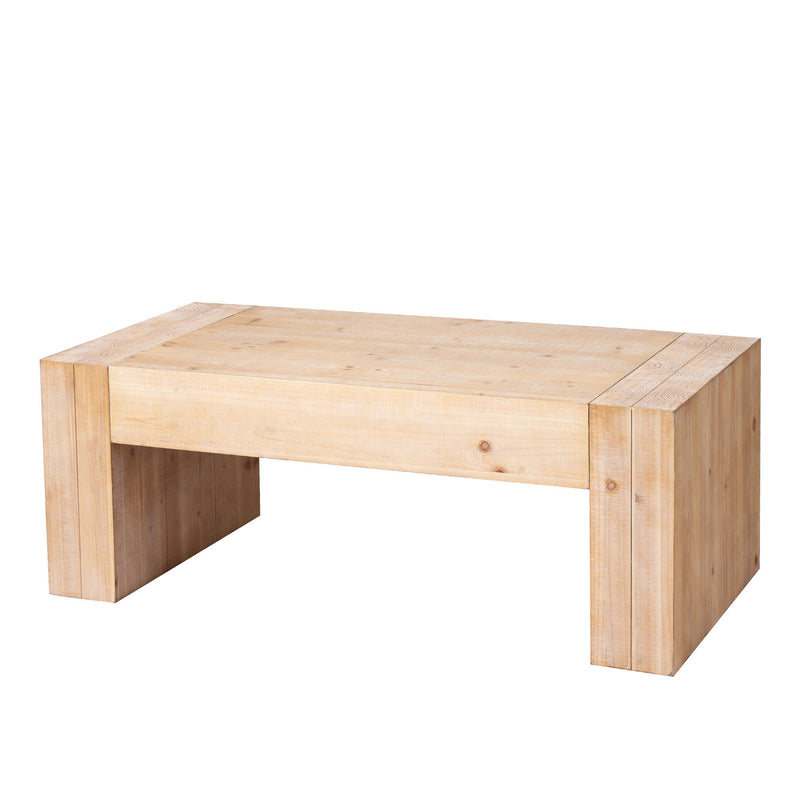 49" Rustic Wood Coffee Table with Whitewashed Finish - Engineered Wood, photo 4 of 10