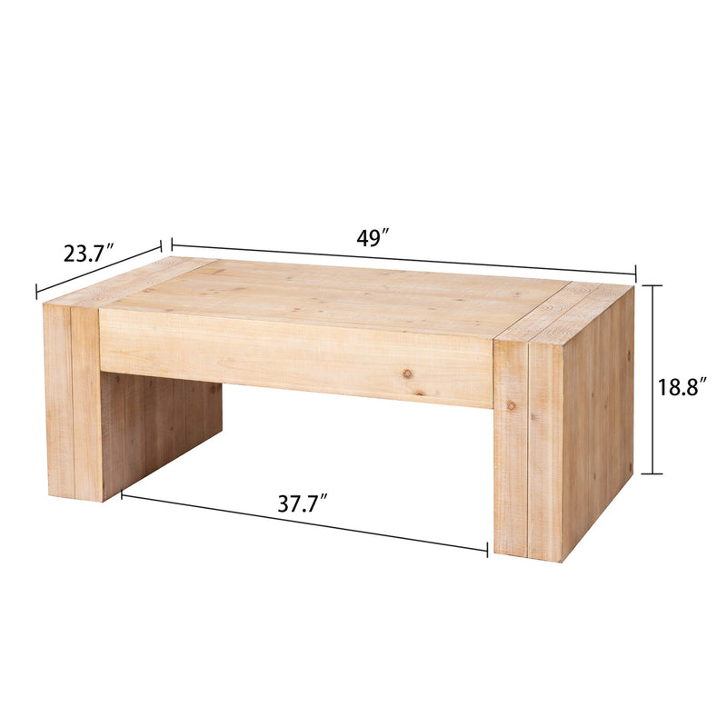 49" Rustic Wood Coffee Table with Whitewashed Finish - Engineered Wood, photo 5 of 10