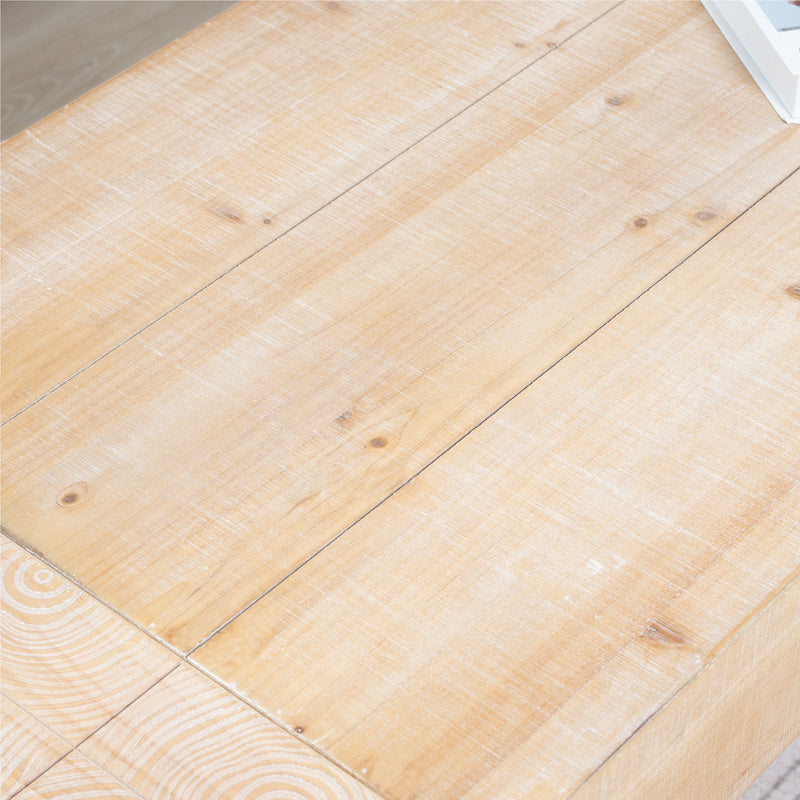 49" Rustic Wood Coffee Table with Whitewashed Finish - Engineered Wood, photo 6 of 10