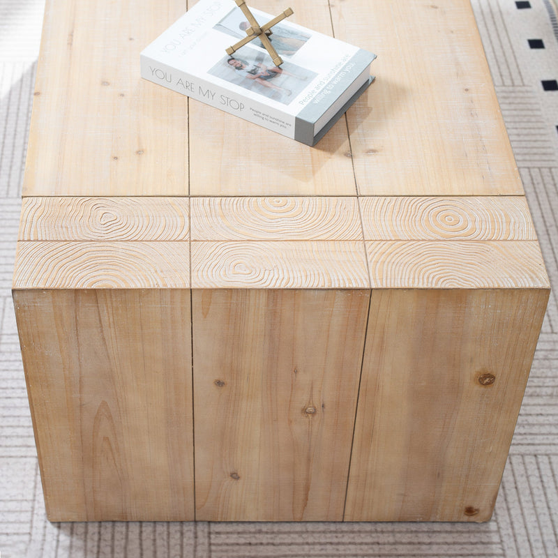 49" Rustic Wood Coffee Table with Whitewashed Finish - Engineered Wood, photo 8 of 10