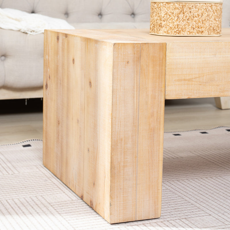 49" Rustic Wood Coffee Table with Whitewashed Finish - Engineered Wood, photo 9 of 10