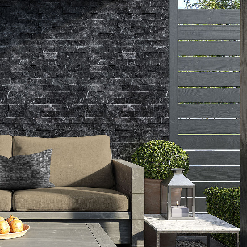 Graphite Black Rock Face Marble Ledger Panel 6x24 Marble Rock Face 6x24 Ledger Panel — 2