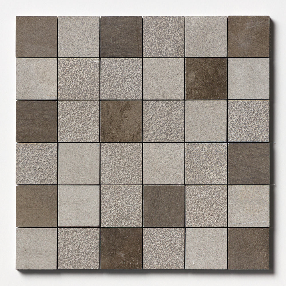 Gray Fousanna Textured 2x2 Limestone Mosaics 12x12 Limestone Textured 12x12 Mosaics