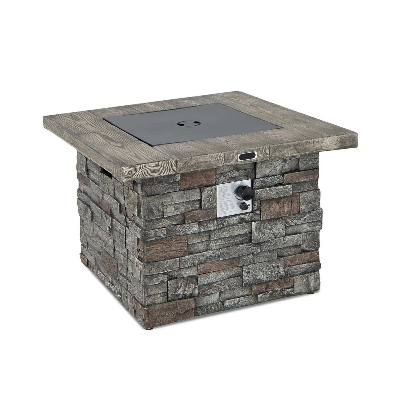 34.5 Inch Square Propane Gas Fire Pit Table with Lava Rock and PVC Cover-Gray by DirectDeals