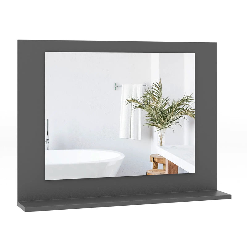 Rectangle Bathroom Mirror with Shelf 23.5 x 17.5 Inch and Wood Frame by DirectDeals