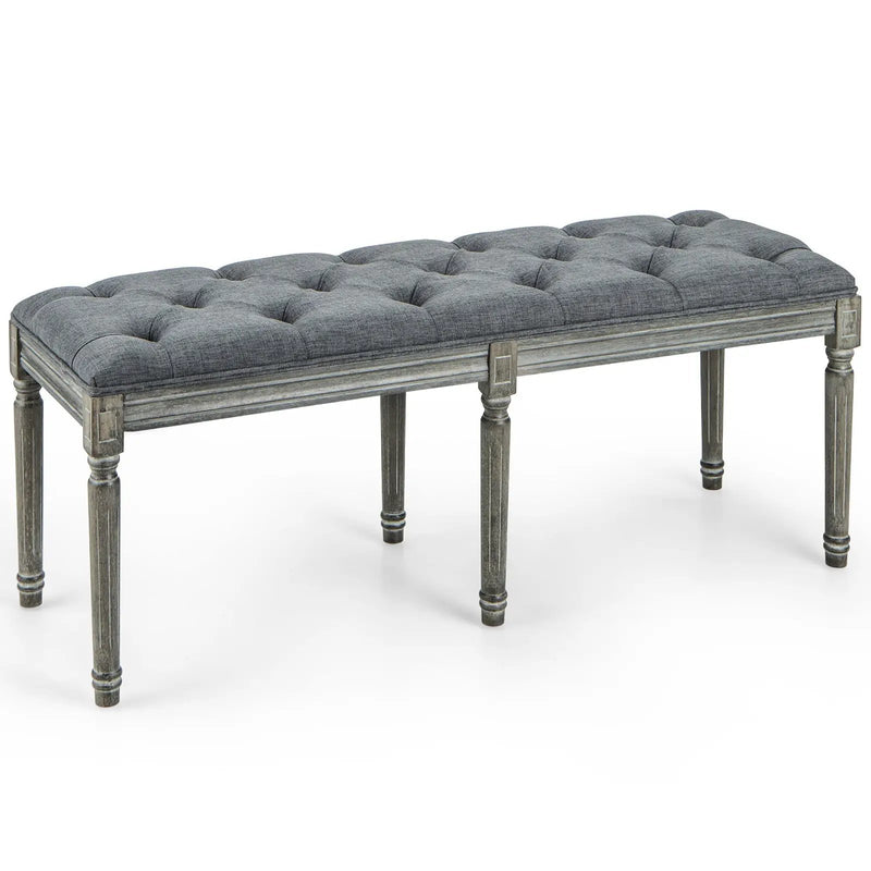 French Vintage Entryway Bench 47 Inch Upholstered Dining Bench by DirectDeals