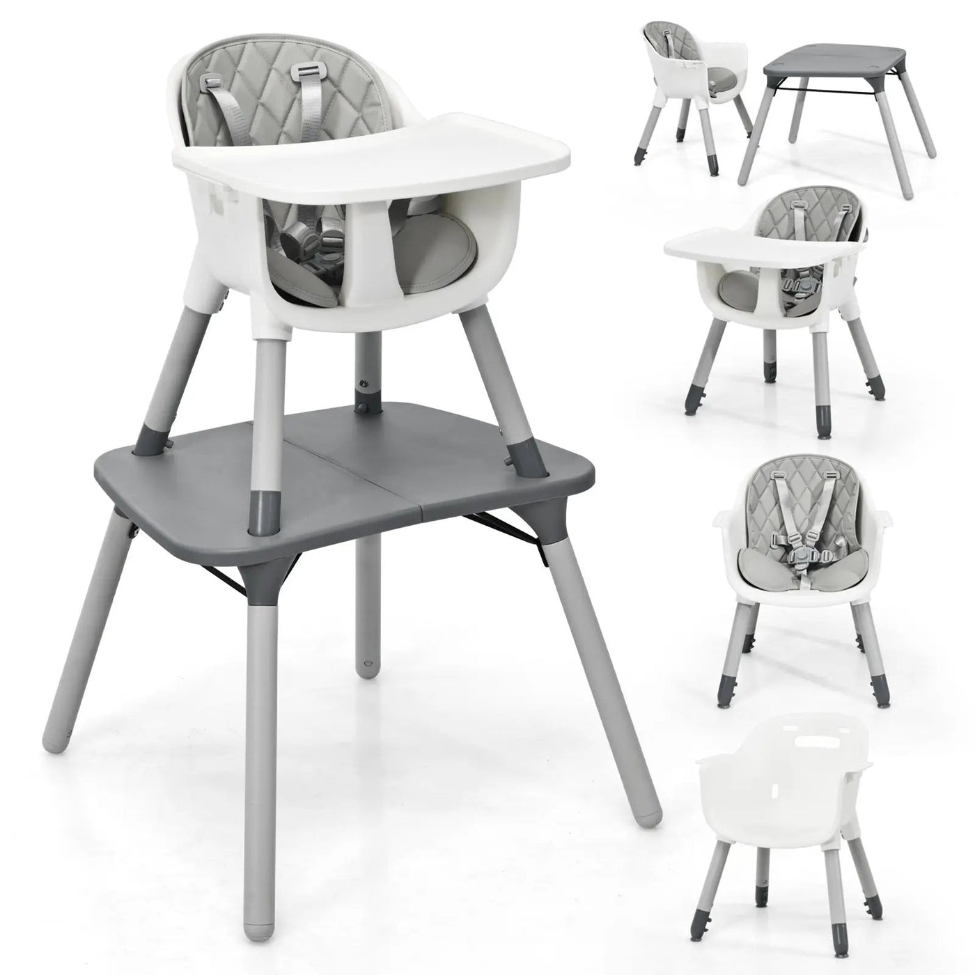 4-in-1 Baby Convertible Toddler Table Chair Set with PU Cushion by DirectDeals