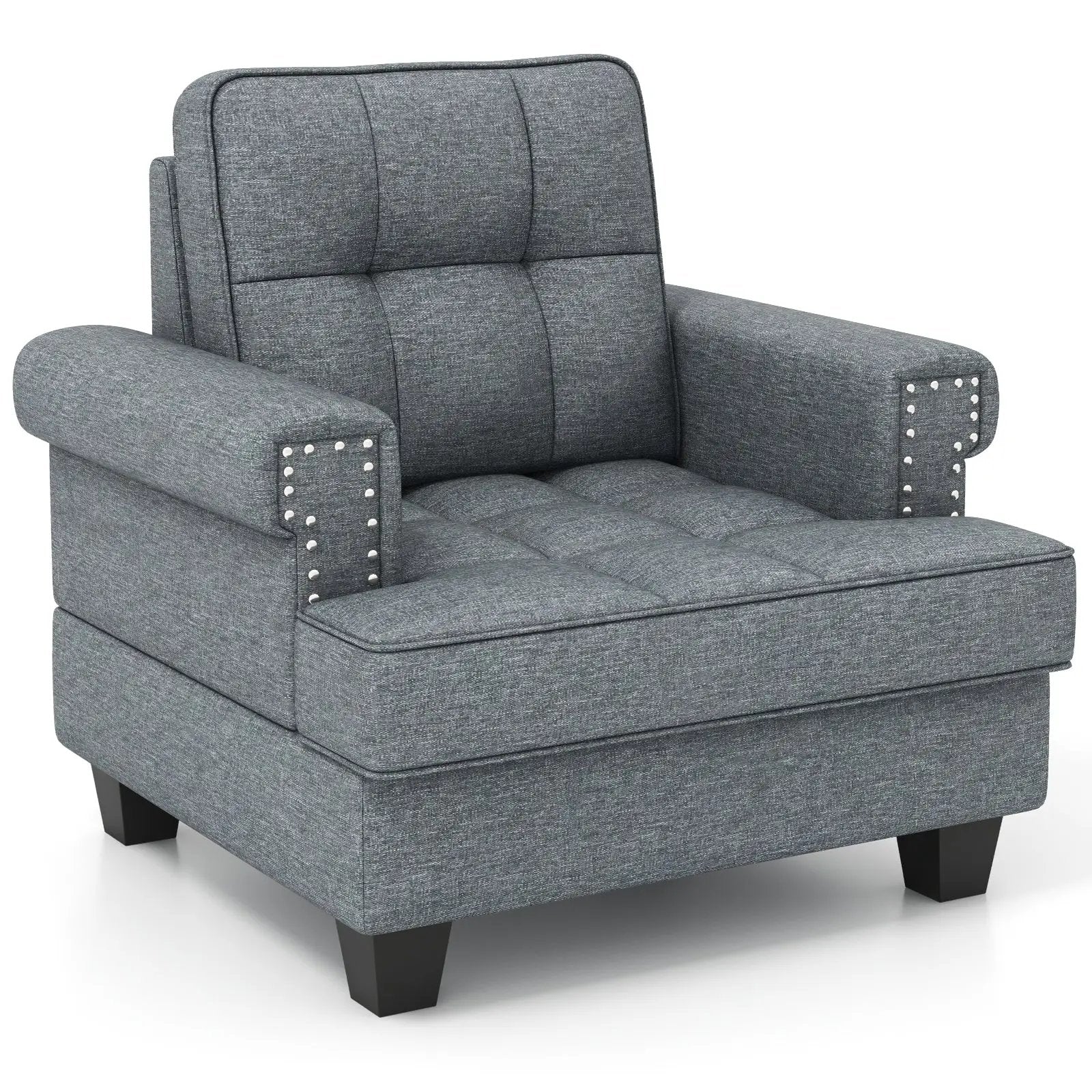 Mid-century Modern Accent Armchair Tufted Linen Club Chair by DirectDeals
