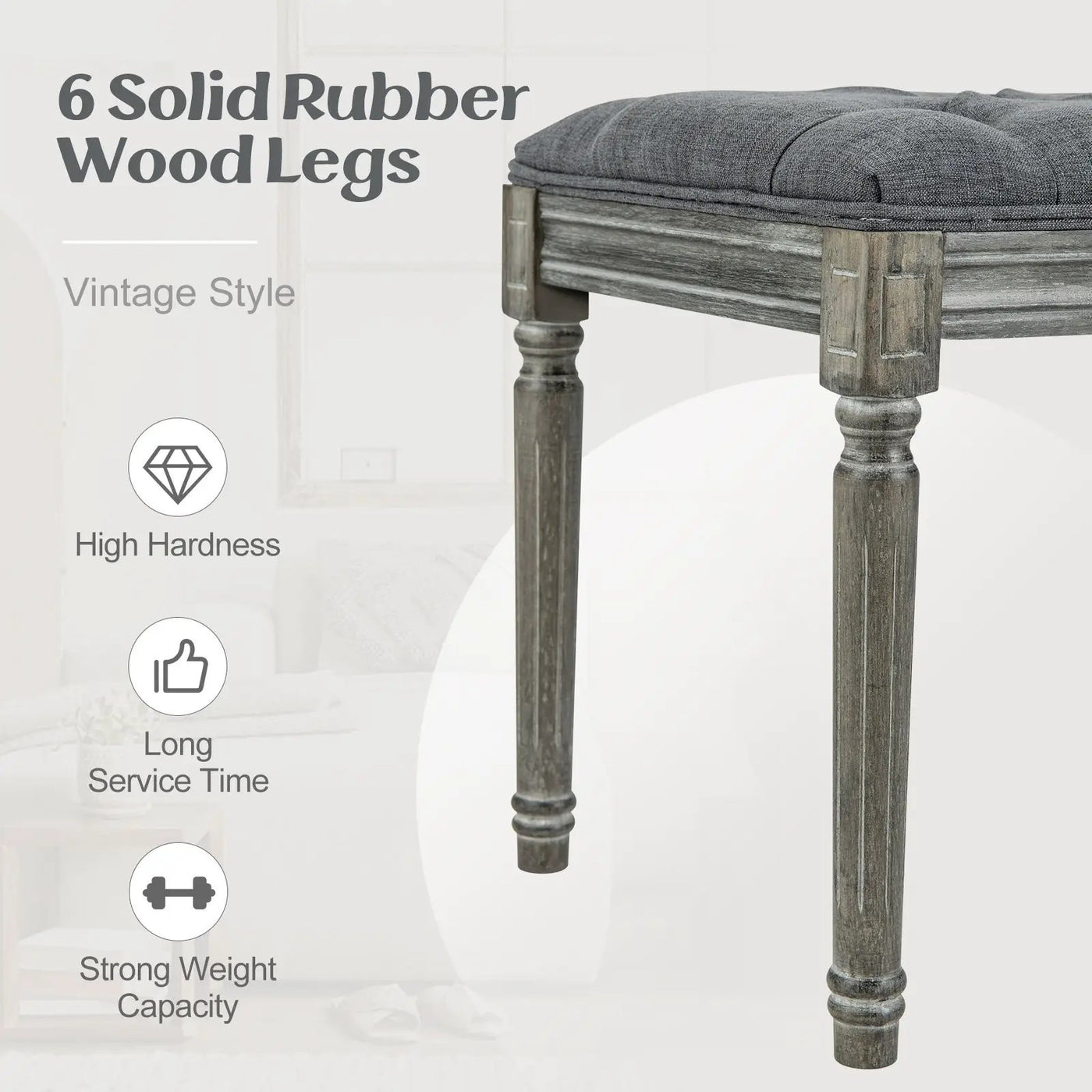 French Vintage Entryway Bench 47 Inch Upholstered Dining Bench by DirectDeals