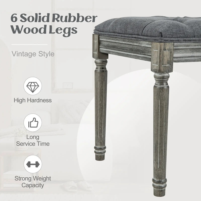 French Vintage Entryway Bench 47 Inch Upholstered Dining Bench by DirectDeals
