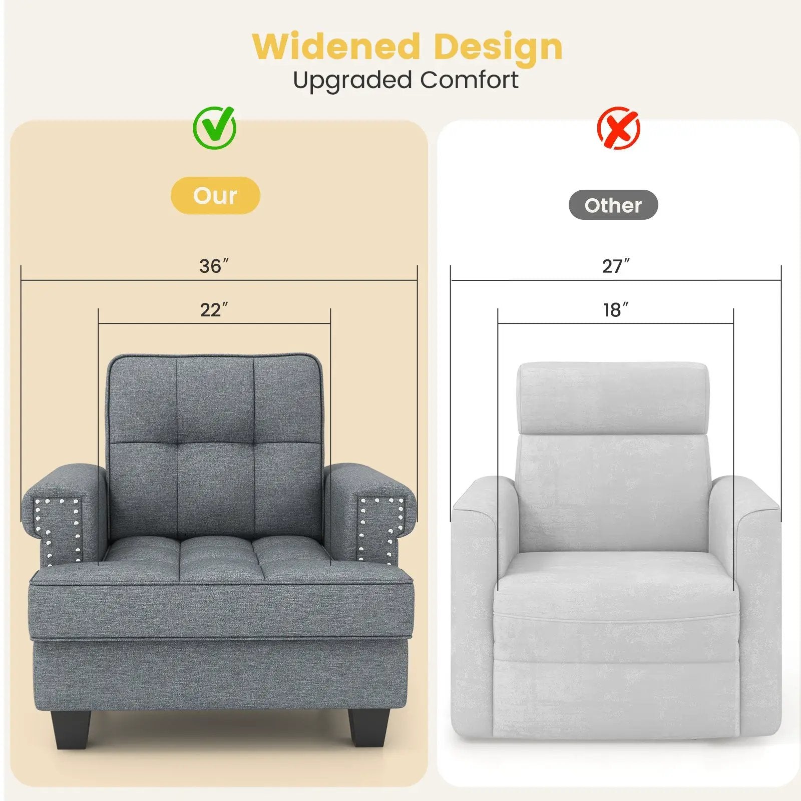 Mid-century Modern Accent Armchair Tufted Linen Club Chair by DirectDeals