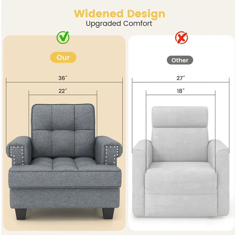Mid-century Modern Accent Armchair Tufted Linen Club Chair by DirectDeals