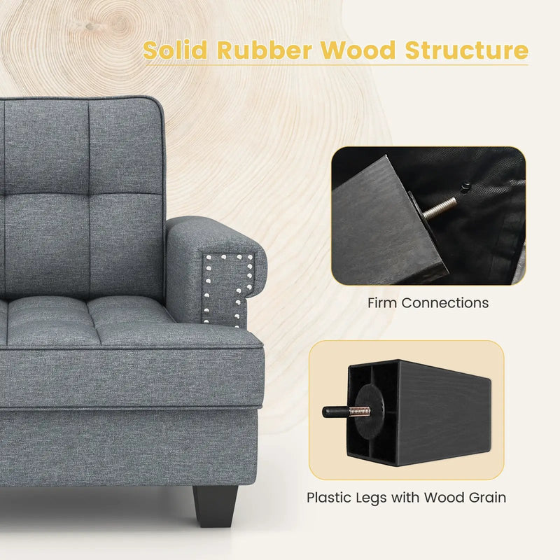 Mid-century Modern Accent Armchair Tufted Linen Club Chair by DirectDeals
