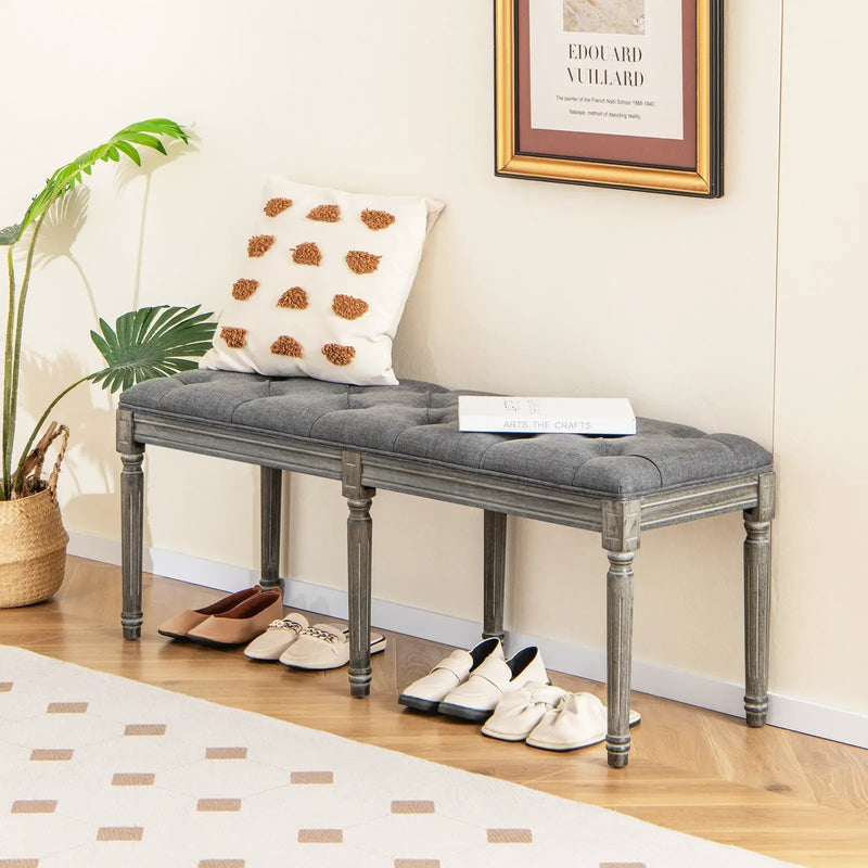 French Vintage Entryway Bench 47 Inch Upholstered Dining Bench by DirectDeals