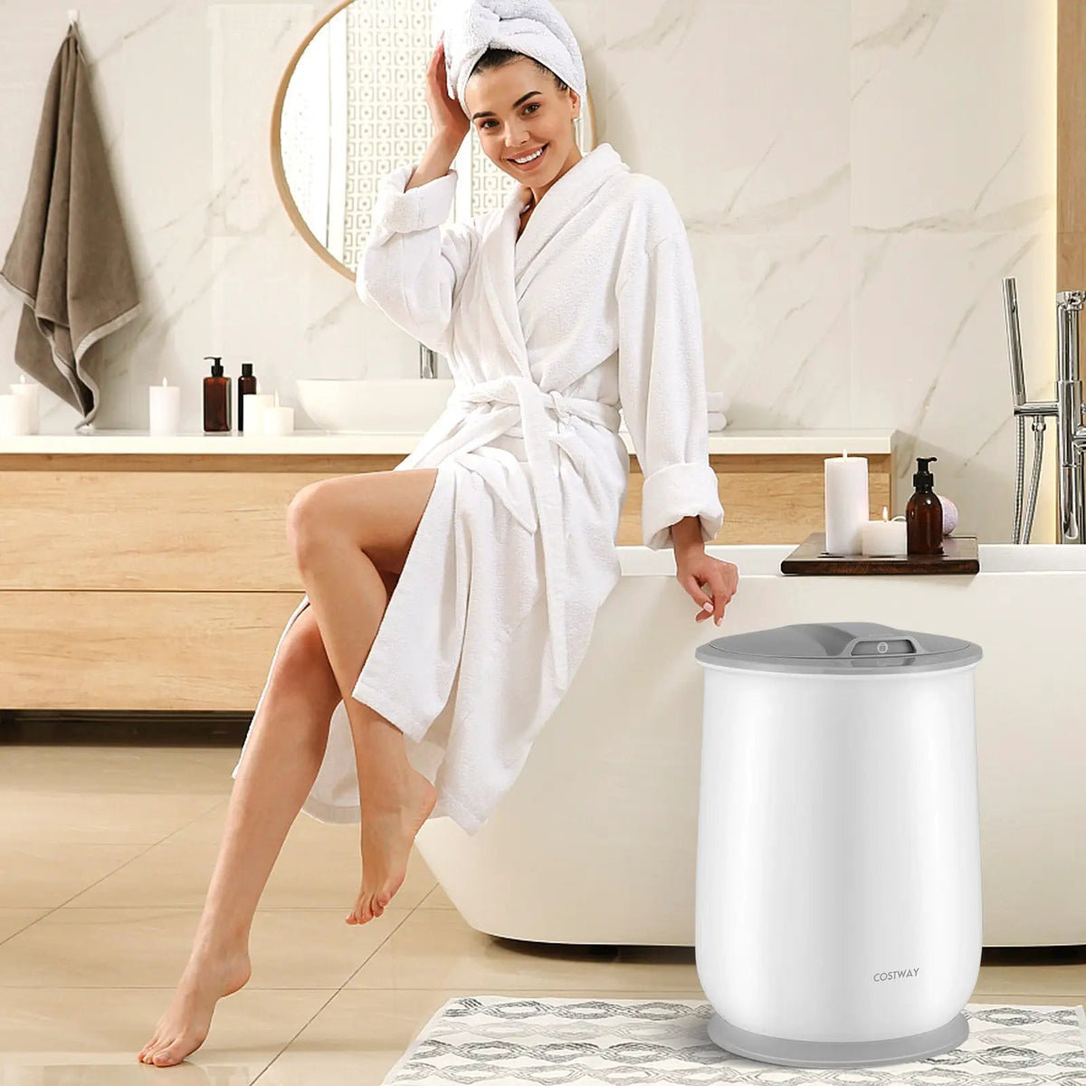 Towel Warmer Bucket with Auto Shut Off for Bathroom by DirectDeals