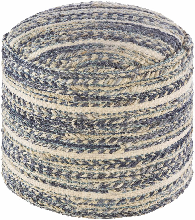 Grayville PTeal Hand Woven Jute Cylindrical Pouf by Boutique Rugs