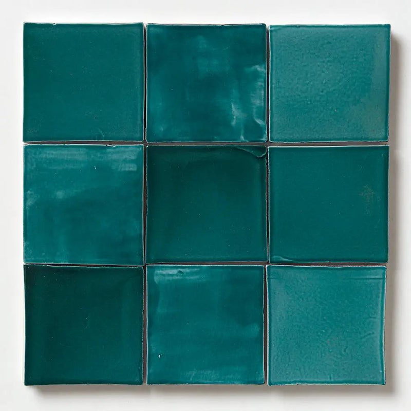 Green Glossy Zellige Tiles 4x4