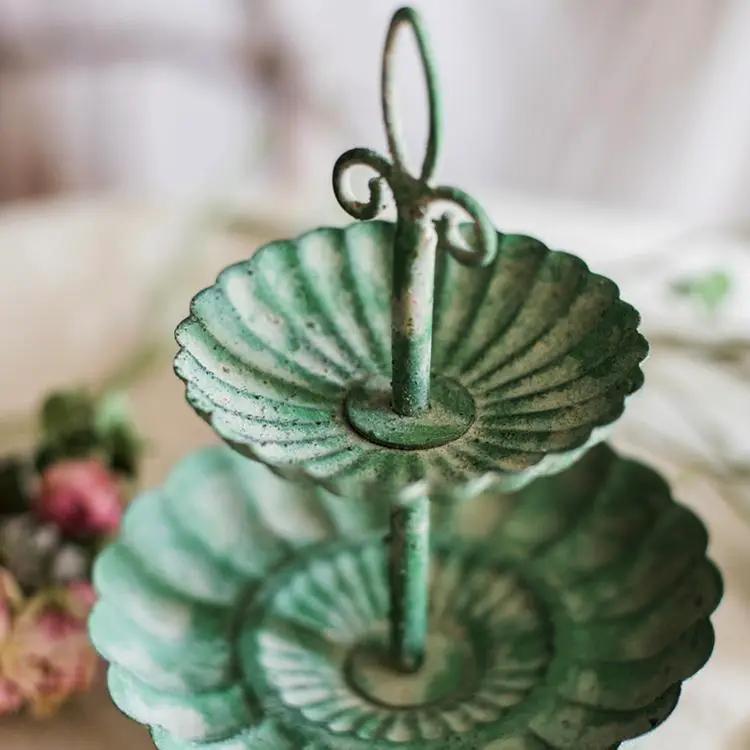 Green Iron Two Tier Small Decorative Tray by RusticReach