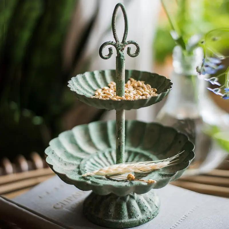 Green Iron Two Tier Small Decorative Tray by RusticReach