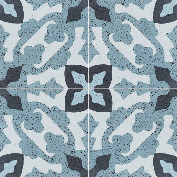 Blue Polished Presto Cement Tiles 8x8