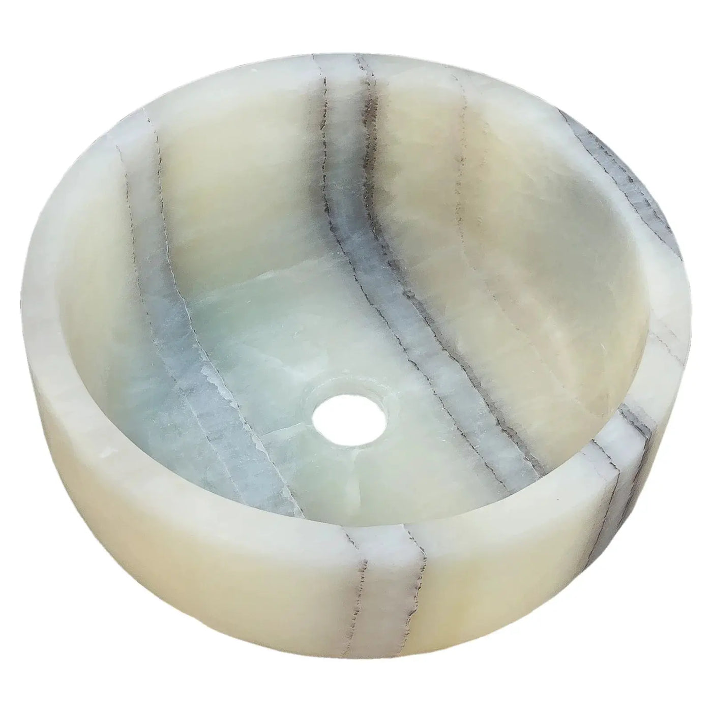 Green Translucent Onyx Handcrafted Turkish Natural Stone Bathroom Vanity Vessel Sink by GobekDesign