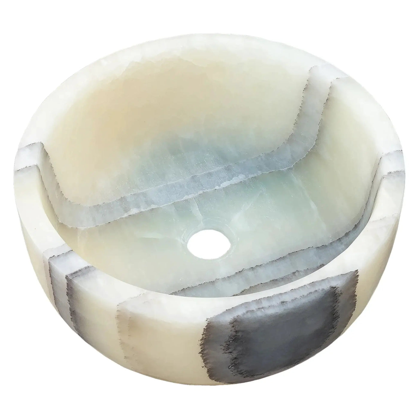 Green Translucent Onyx Handcrafted Turkish Natural Stone Bathroom Vanity Vessel Sink by GobekDesign
