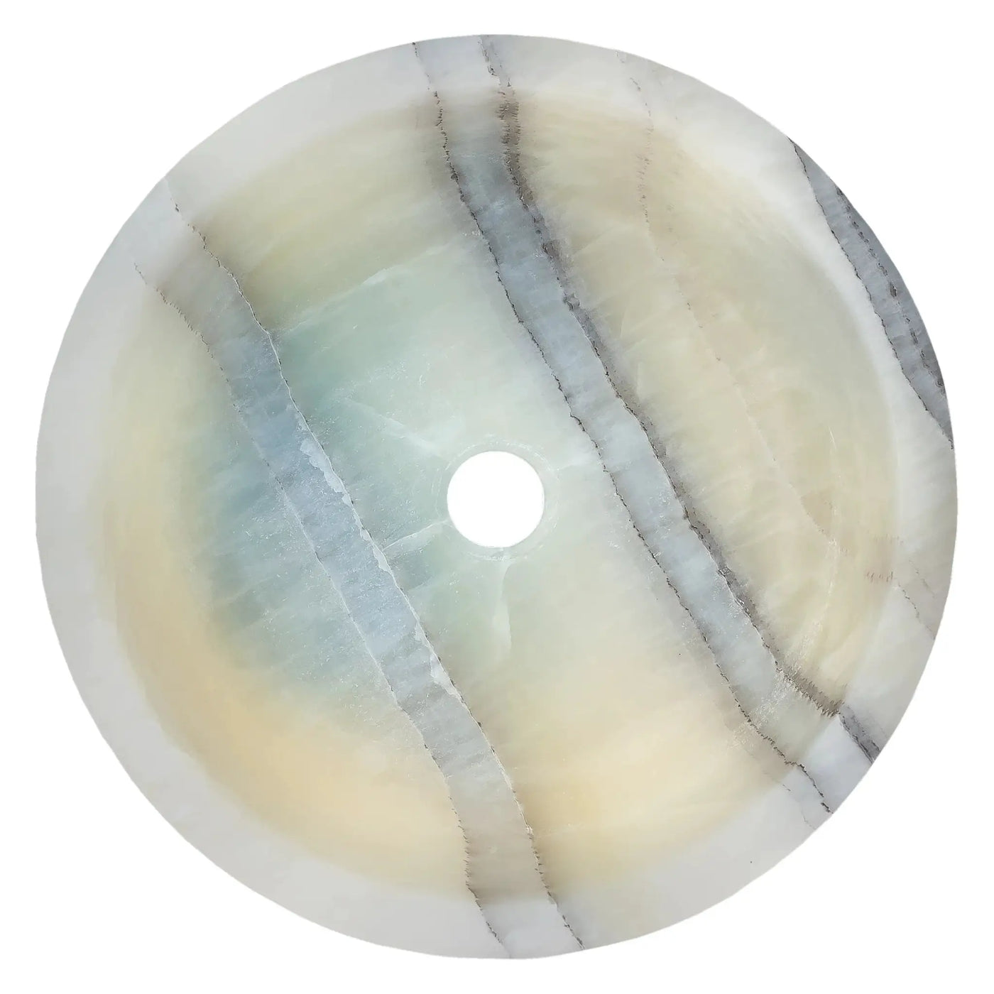 Green Translucent Onyx Handcrafted Turkish Natural Stone Bathroom Vanity Vessel Sink by GobekDesign