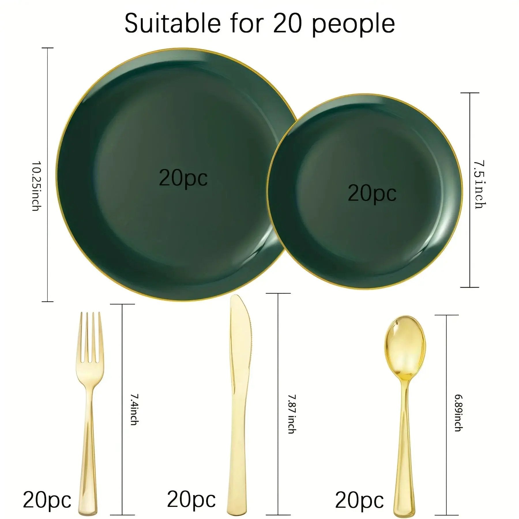 Green Plastic Plate and Cutlery Set for Christmas Parties by House Of Avana