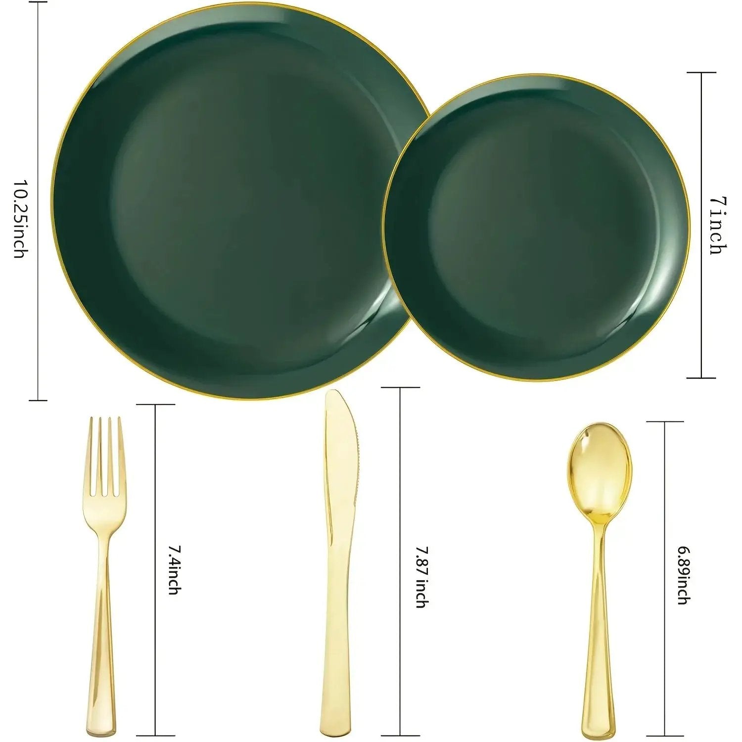 Green Plastic Plate and Cutlery Set for Christmas Parties by House Of Avana