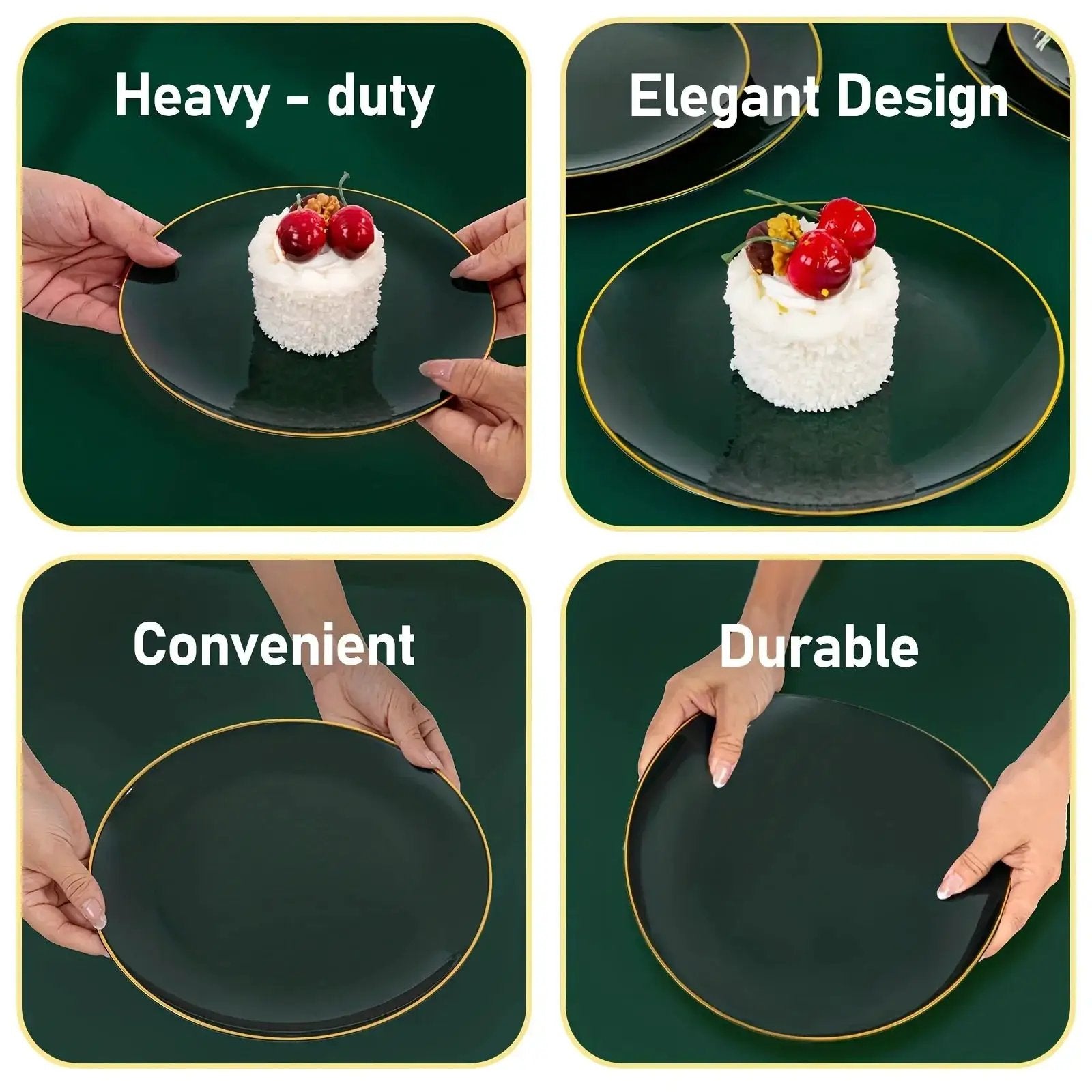 Green Plastic Plate and Cutlery Set for Christmas Parties by House Of Avana