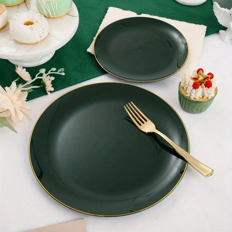 Green Plastic Plate and Cutlery Set for Christmas Parties by House Of Avana