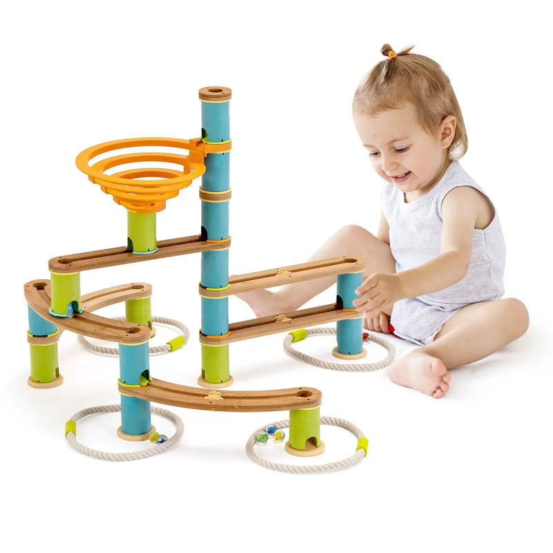 Bamboo Build Run Toy with Marbles for Kids Over 4 by DirectDeals