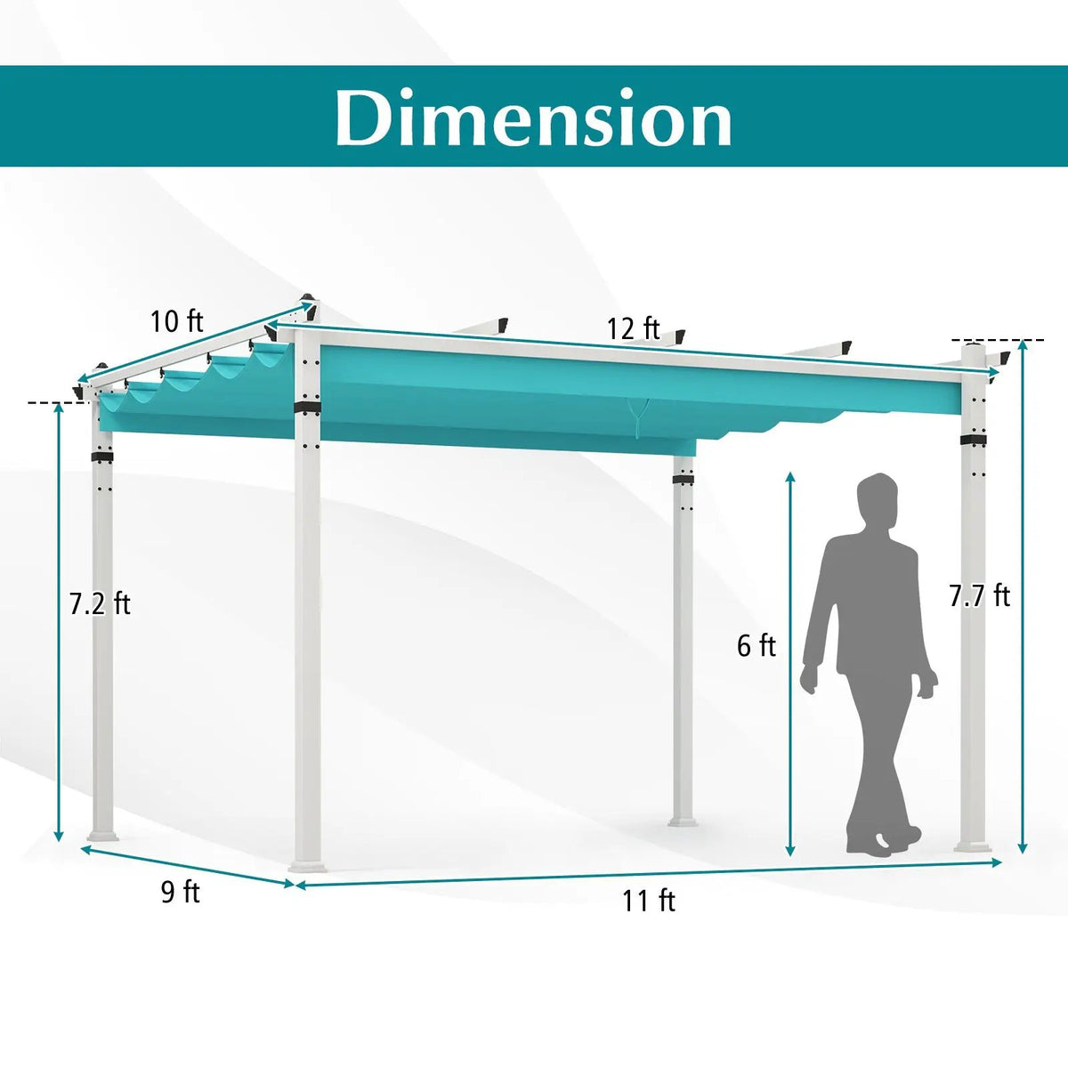 Outdoor Pergola with Retractable Canopy and Aluminum Frame by DirectDeals