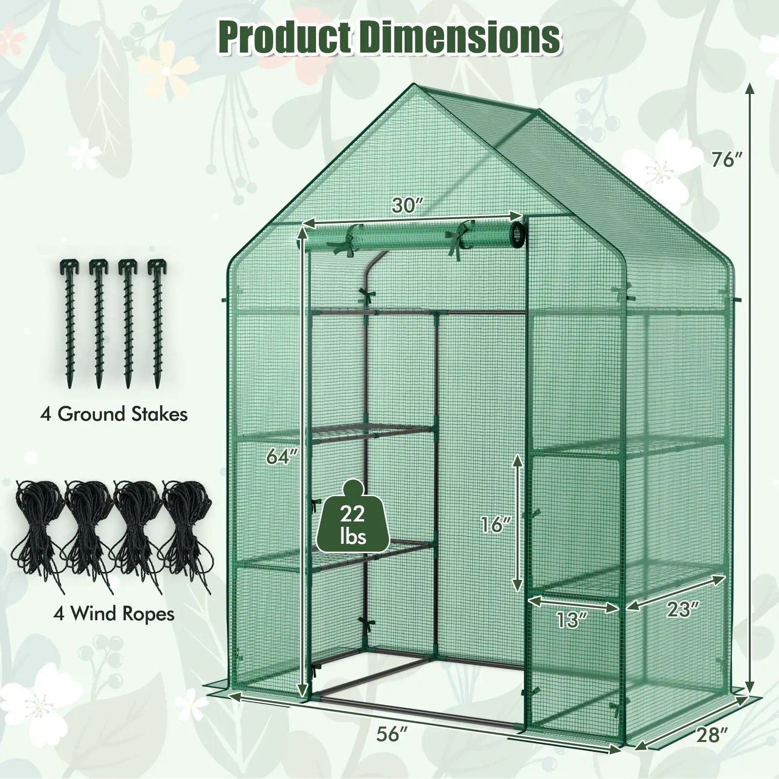Portable 4 Tier Walk-in Plant Greenhouse with 8 Shelves by DirectDeals
