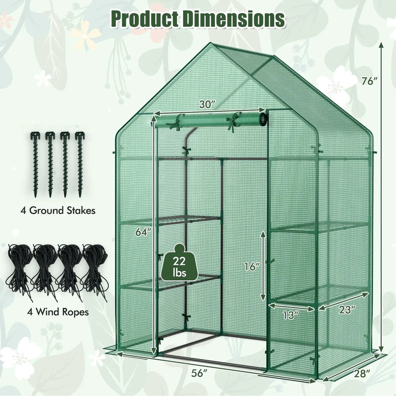 Portable 4 Tier Walk-in Plant Greenhouse with 8 Shelves by DirectDeals