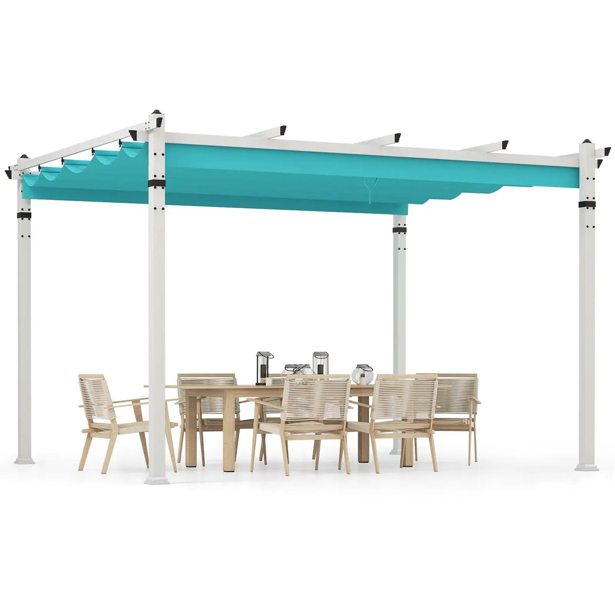 Outdoor Pergola with Retractable Canopy and Aluminum Frame by DirectDeals