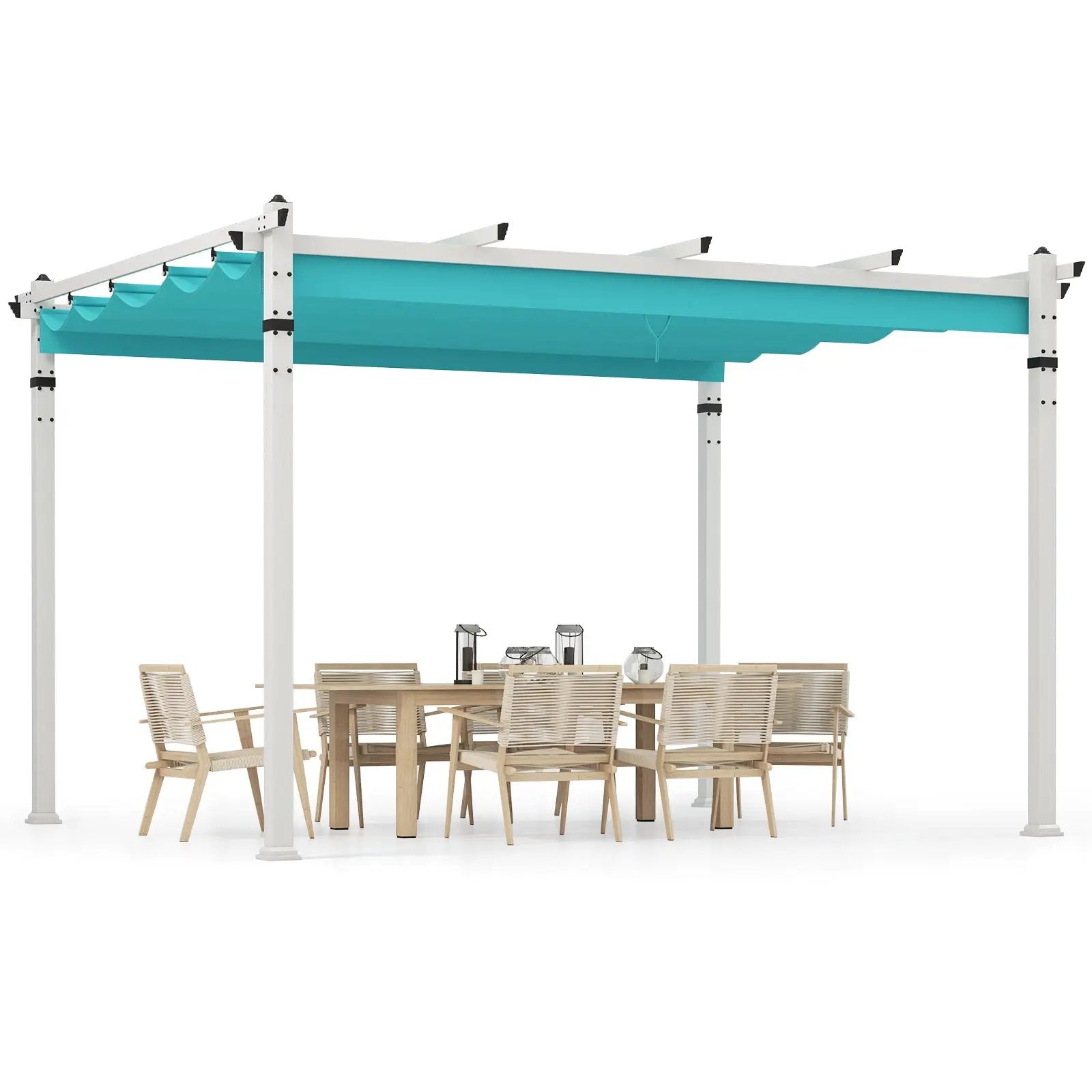 Outdoor Pergola with Retractable Canopy and Aluminum Frame by DirectDeals