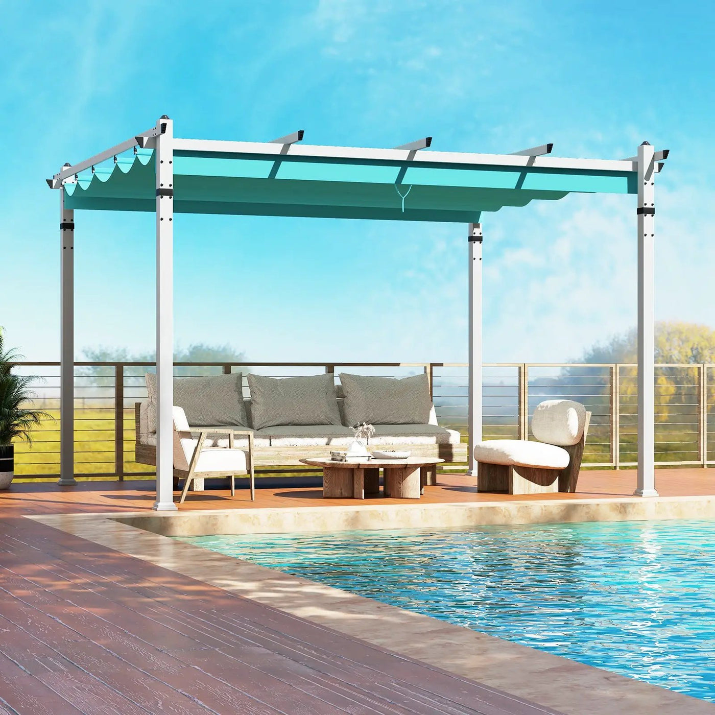 Outdoor Pergola with Retractable Canopy and Aluminum Frame by DirectDeals